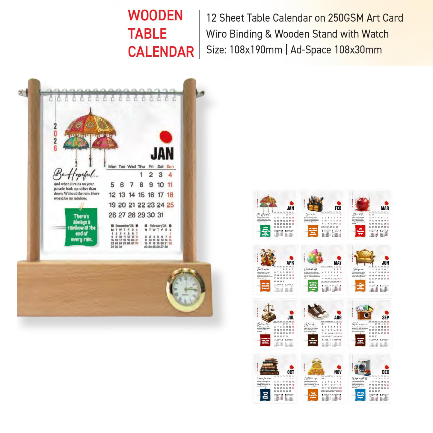 Wooden Table Calendar