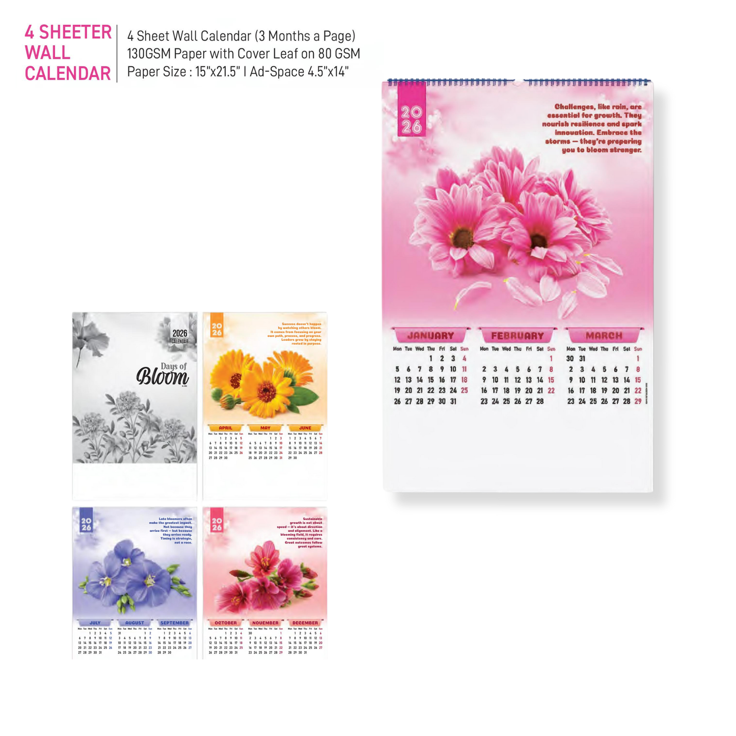 4 Sheeter Wall Calendar