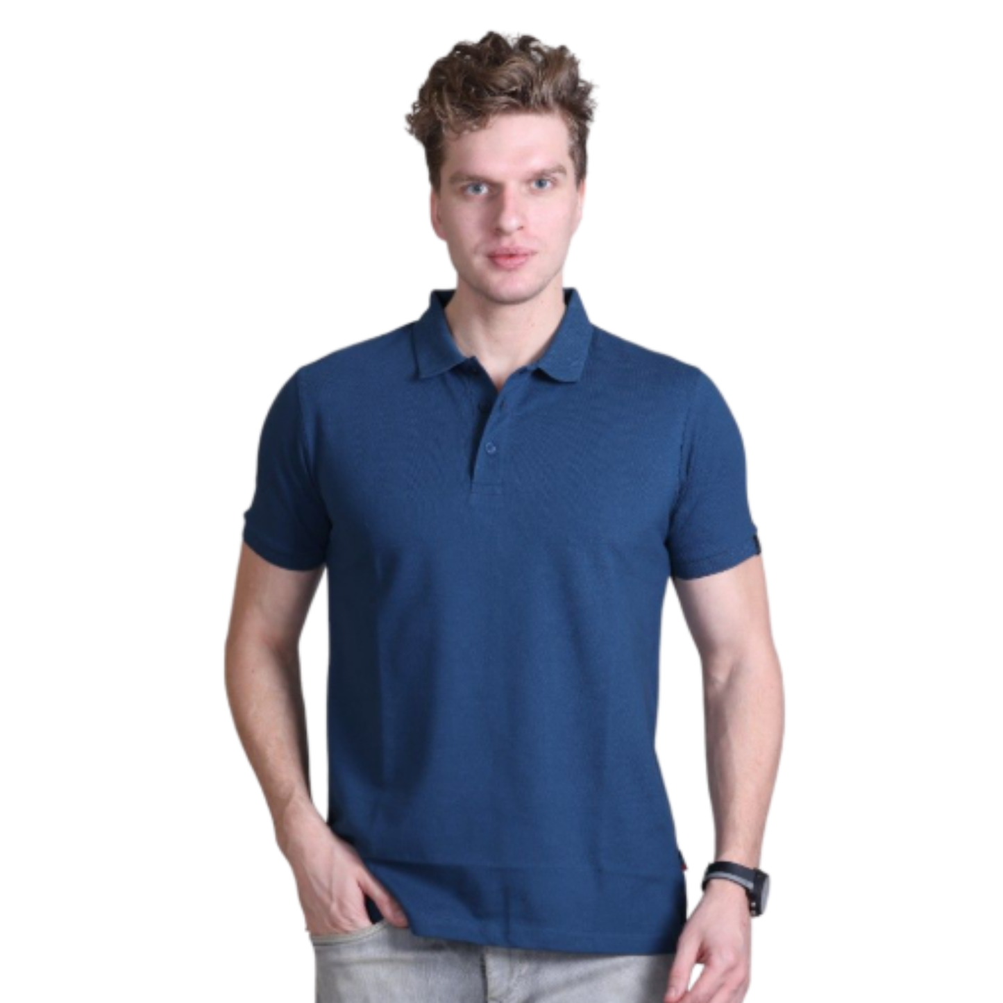 Indian Terrain Jacquard Collar Solid T-Shirt